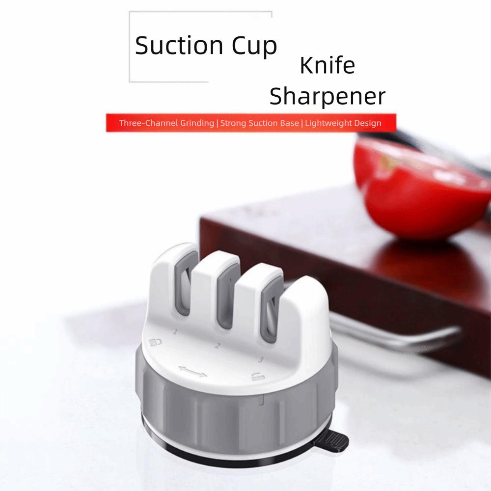 Мини-точилка для ножей Одноручная Легкая заточка лезвий с мощной присоской 3-изогнутая Простая в использовании точилка для лезвий для кухни