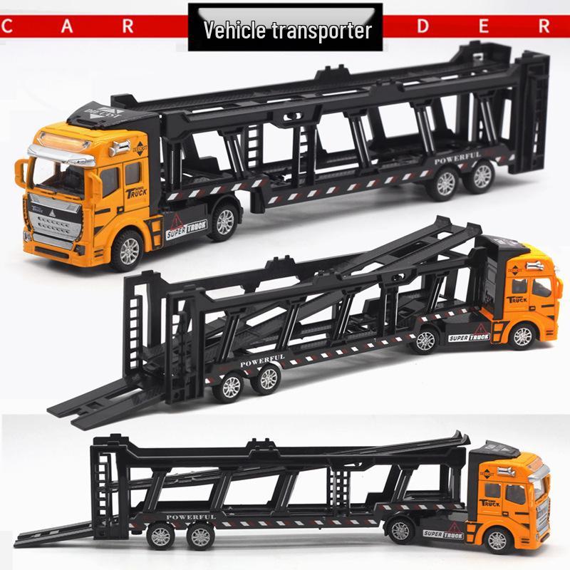 Children's Alloy Transport Toy: Pull-Back Fire Truck, Trailer, Tank & Excavator