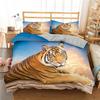 3D Tiger Bedding Set King Queen Full Twin Size Brown Animal Duvet Cover Jungle Wildlife Comforter Cover Polyester Quilt Cover