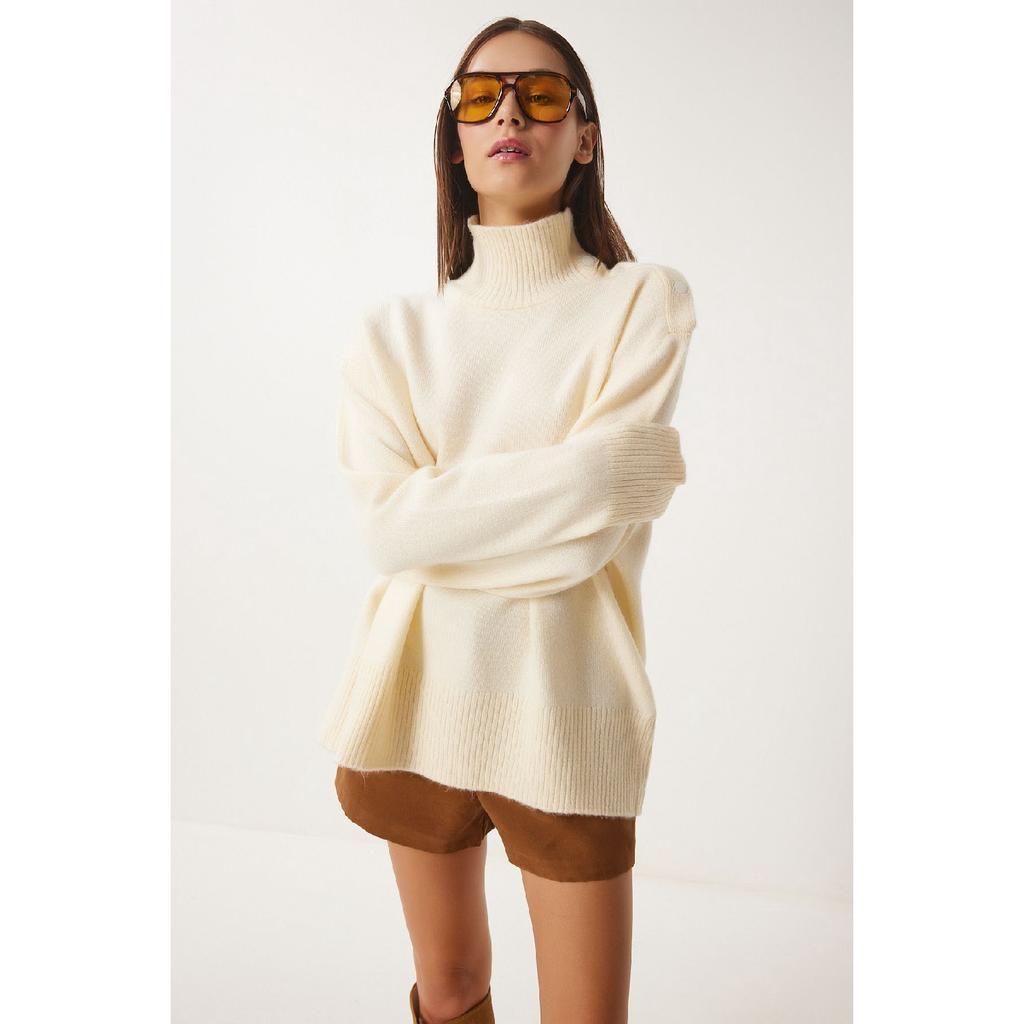 Women's Anthracite Turtleneck Knitwear Sweater Fn03390