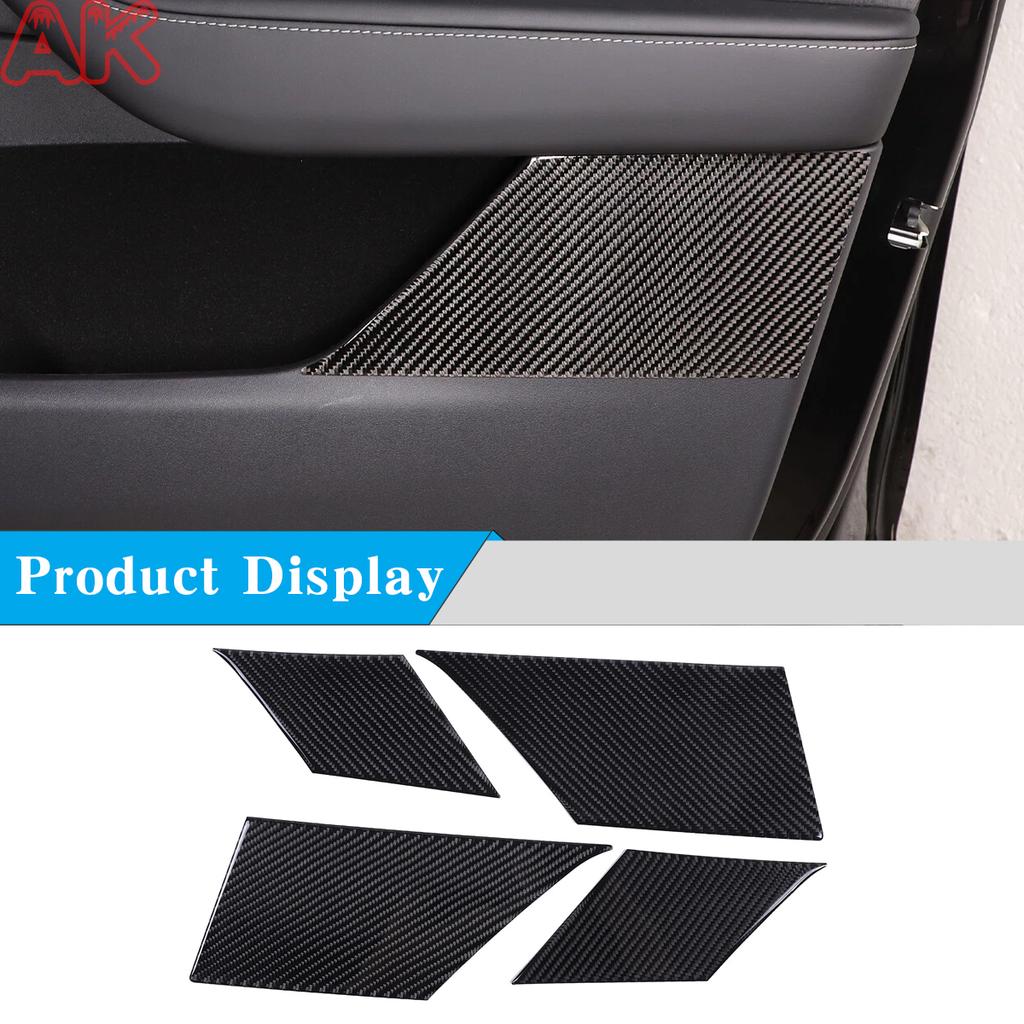 For Tesla Model 3 Y 2016-2024 Soft Carbon Fiber Car Door Storage Slot Side Panel Trim Sticker Car Protection Accessories 4PCS