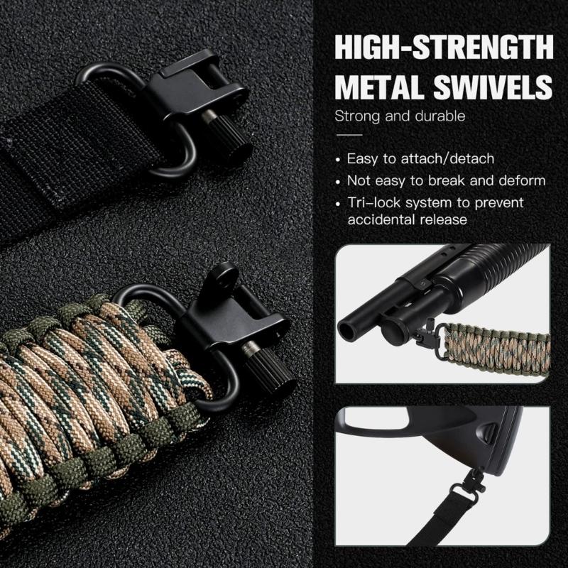 Двухточечный ремень из паракорда с вертлюгами, регулируемый, нейлоновый, тактический, для винтовки