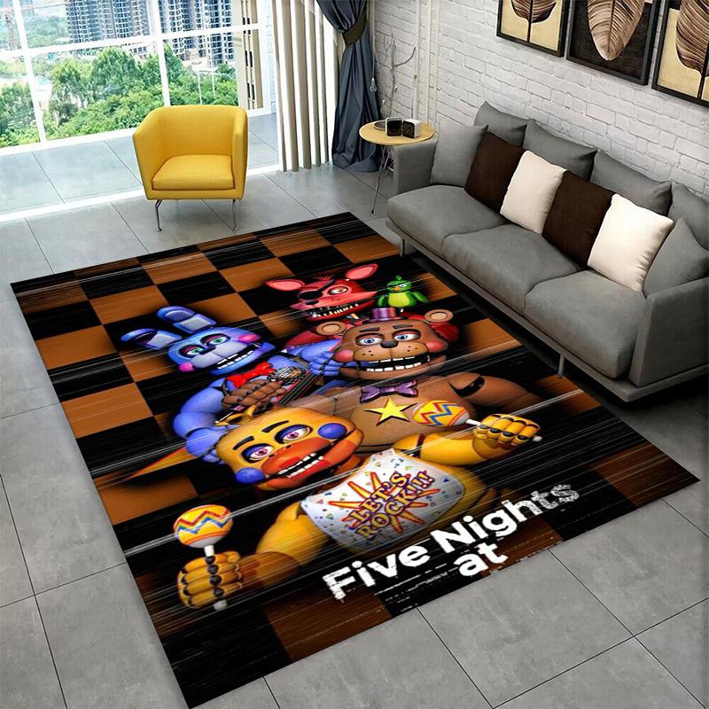 Классический ковер-коврик F-FNAF Хоррор Игра Фредди для игровой комнаты, спальни, гостиной, дивана, домашнего декора, детский коврик, нескользящий коврик для пола