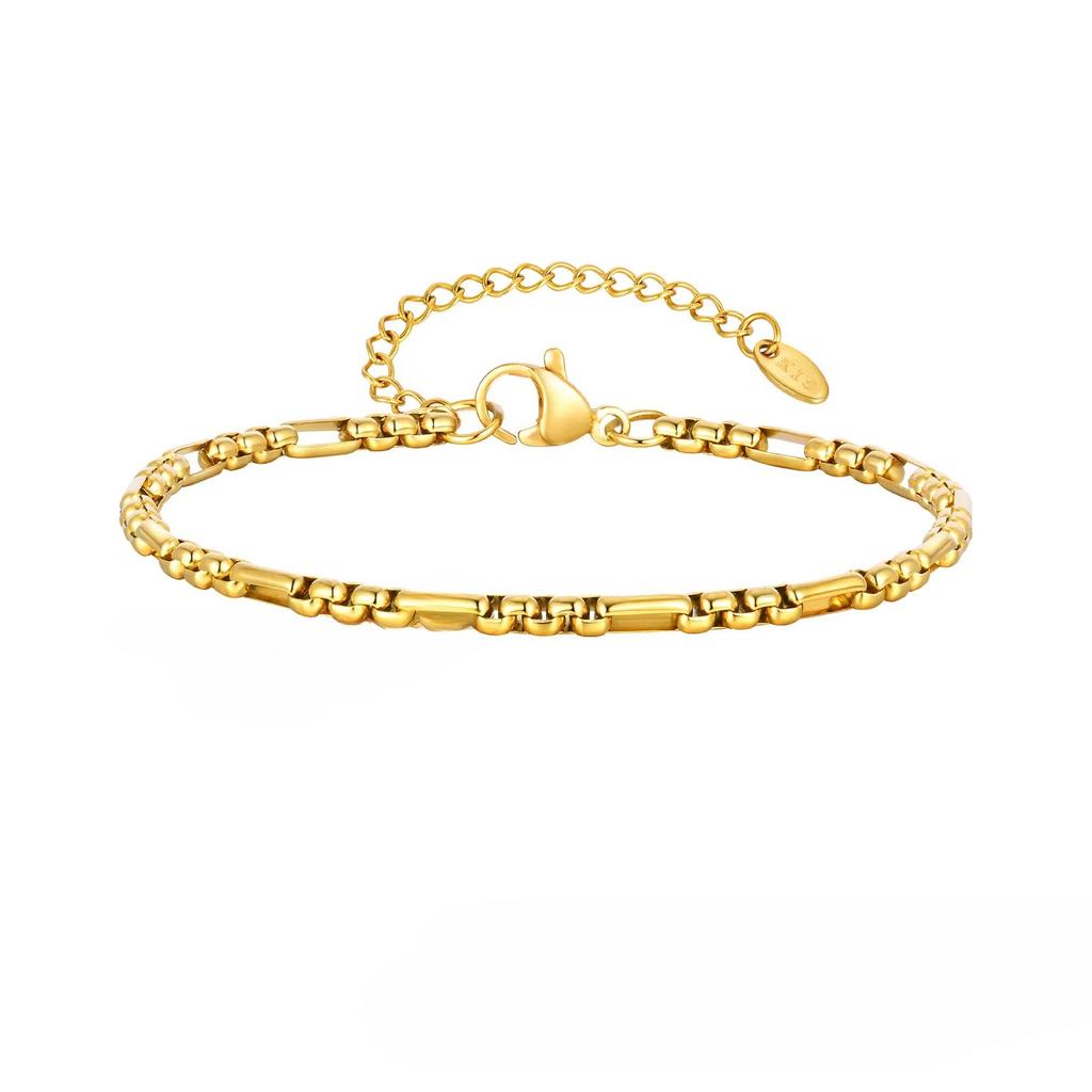 Vnox Stainless Steel Box Chain Bracelet for Men, Adjustable Link Wristband, Gold Silver Color Jewelry Anniversary Gifts