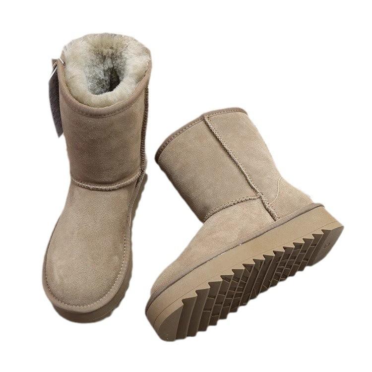 Женские зимние сапоги на толстой подошве, средней высоты голенища, новые 2025 года, меховые, цельные, нескользящие, северо-восточный бархат, теплые хлопковые сапоги