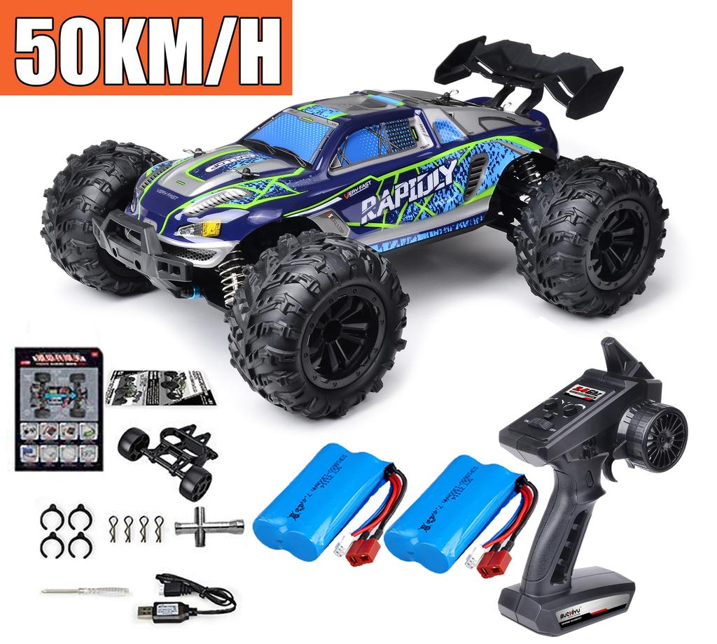 Радиоуправляемая машина Внедорожник 4x4 Высокоскоростная 75 км/ч Машина на пульте управления со светодиодной фарой Бесколлекторный 4WD 1/16 Монстр-трак Игрушки для мальчиков Подарок
