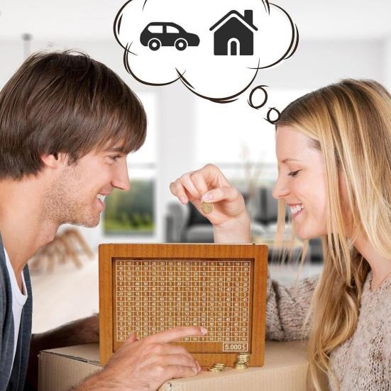 Wood Money Box with Counter Large Capacity Piggy Bank Coin Cash Container Kids Adults Money