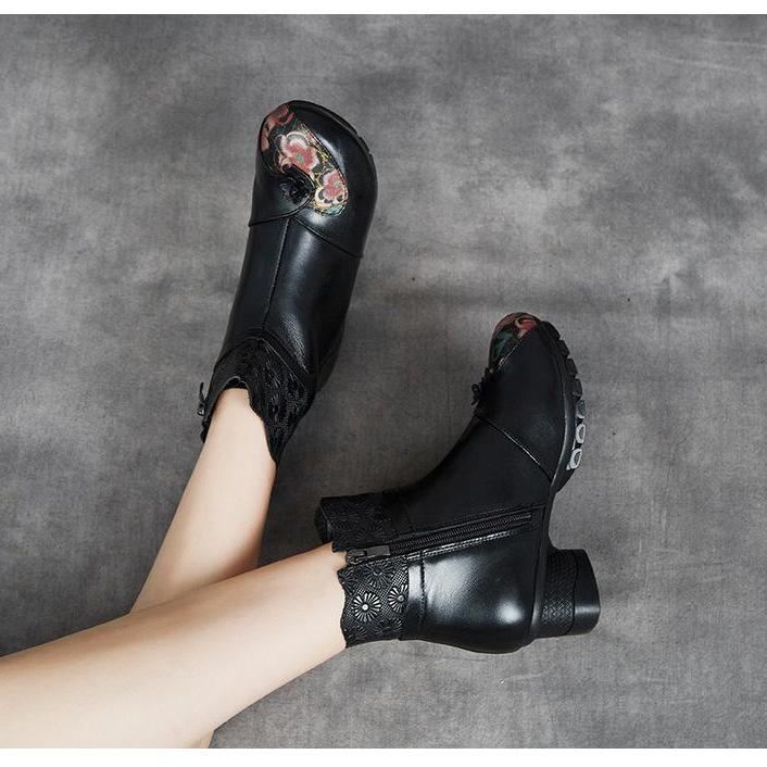 Осенне-зимние женские ботинки на платформе с круглым носком из натуральной кожи и застежкой-молнией, винтажная женская обувь