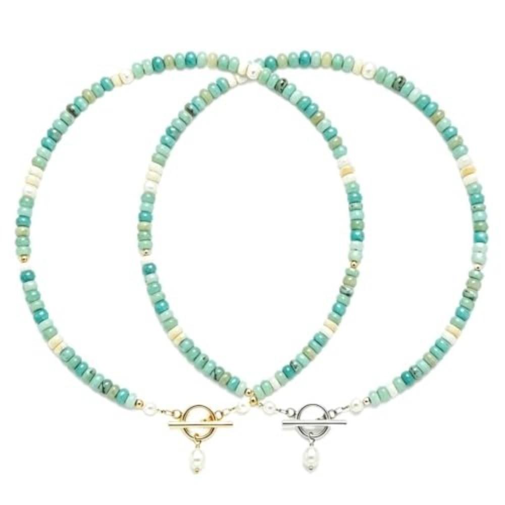 Natural Stone Beads Beaded Necklace Turquoise Beads Handmade Necklace New Necklace for Girls Gift