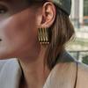 Геометрические серьги-гвоздики в полоску от Xia Ling Design, нержавеющая сталь, не тускнеющие, модные.
