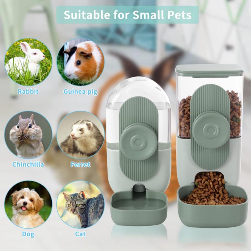Pet Cage Hanging Feeder Automatic Feeder Water Fountain Food Container Dispenser for Puppy Cats Rabbit Hamsters
