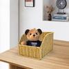 Wicker-Style Slanted Opening Storage Basket Living Room Desk Clutter Bedroom Book Organizer Kitchen Fruit Cosmetic Holder