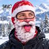 Holiday Costume Mask Christmas Santa Claus Face Mask, Funny Print Balaclava Windproof Milk Silk Headgear Fiber Neck Gaiter Cover for Outdoor