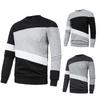Men'S Color Blocking Round Neck Pullover Fashion Top Casual Sports Top