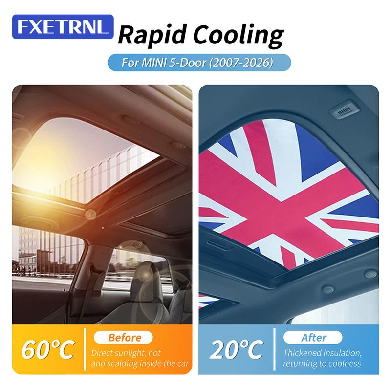 Car Sunroof Sunshade Cover For BMW MINI 5-Door Cooper 2007-2026 LHD RHD Heat ulation Sun Shield 2Pcs Black White Checkered