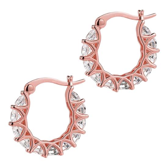 1 пара женских сережек-обручей с кубическим цирконием, круглые, маленькие серьги-кольца, серьги-клипсы для выпускного вечера, медные круглые серьги