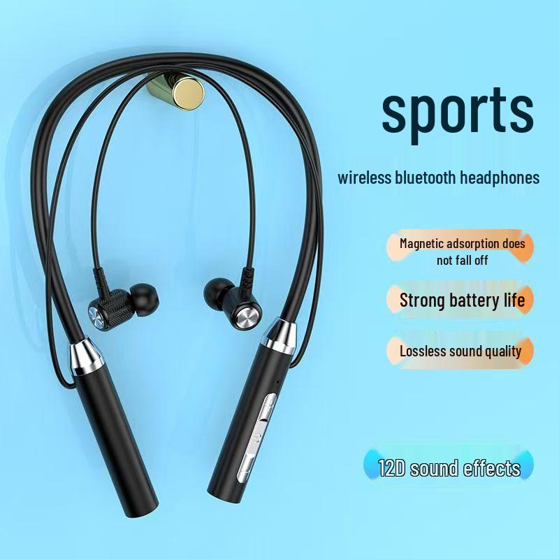 Wireless Bluetooth Neckband Earphones: High-Quality Stereo Sound, Long Battery Life, Perfect for Running & Sports.