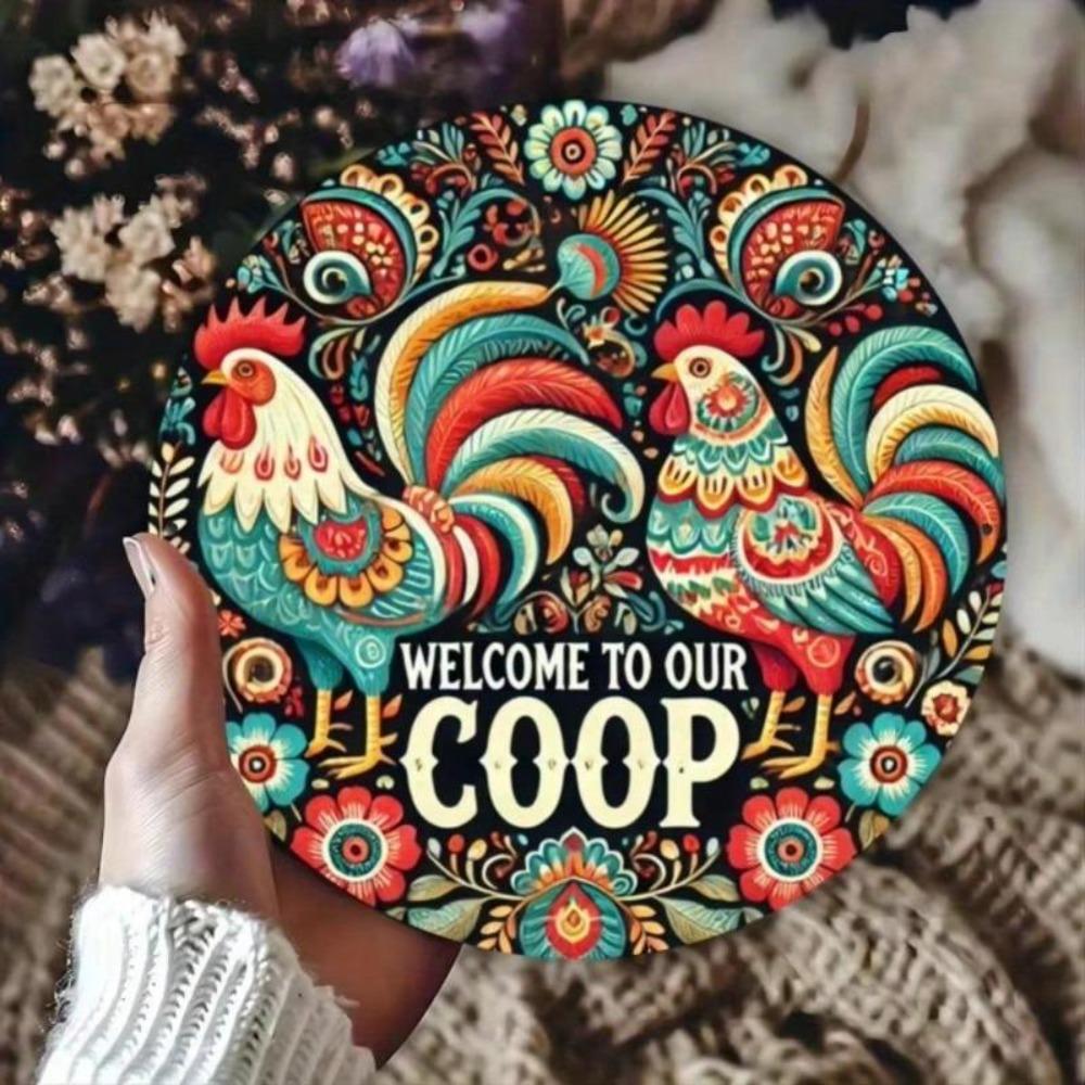 Круглая металлическая жестяная табличка в винтажном стиле 20x20 см Декор стены курятника в деревенском стиле