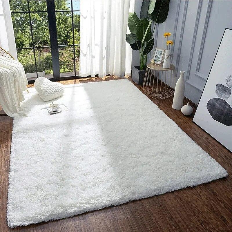 White Silk Wool Rug Pad Bedroom Living Room Children's Room Home Decor Soft and Fluffy Machine Washable Anti-slip