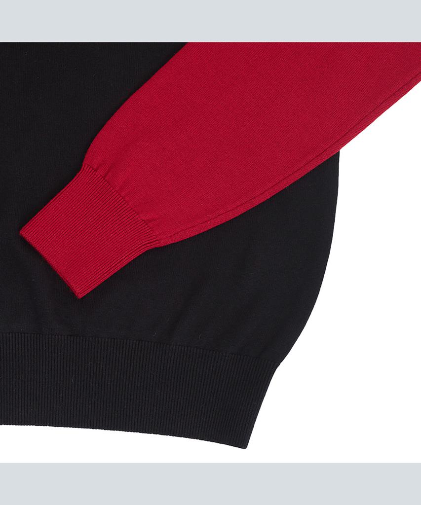 Mondiag [Mondiag X E.Enough] Men'S Merino Wool Round Collar Knit (Black Contrast)