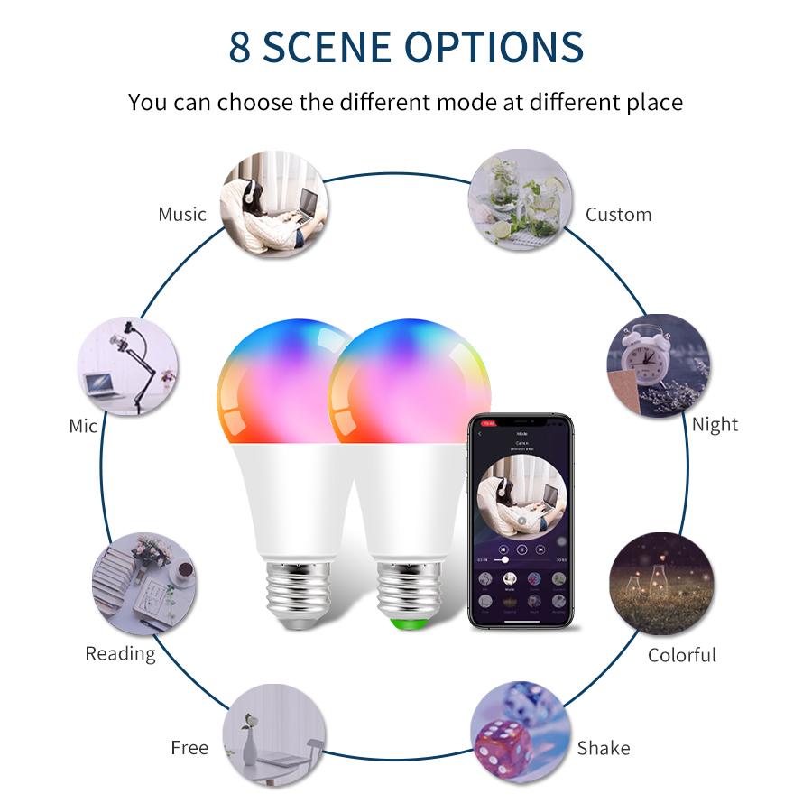 Smart Wifi Bulb Alexa E27 Led Bulb For Apple Android Dohome Siri Voice Control Google Home Timer Function RGBCW