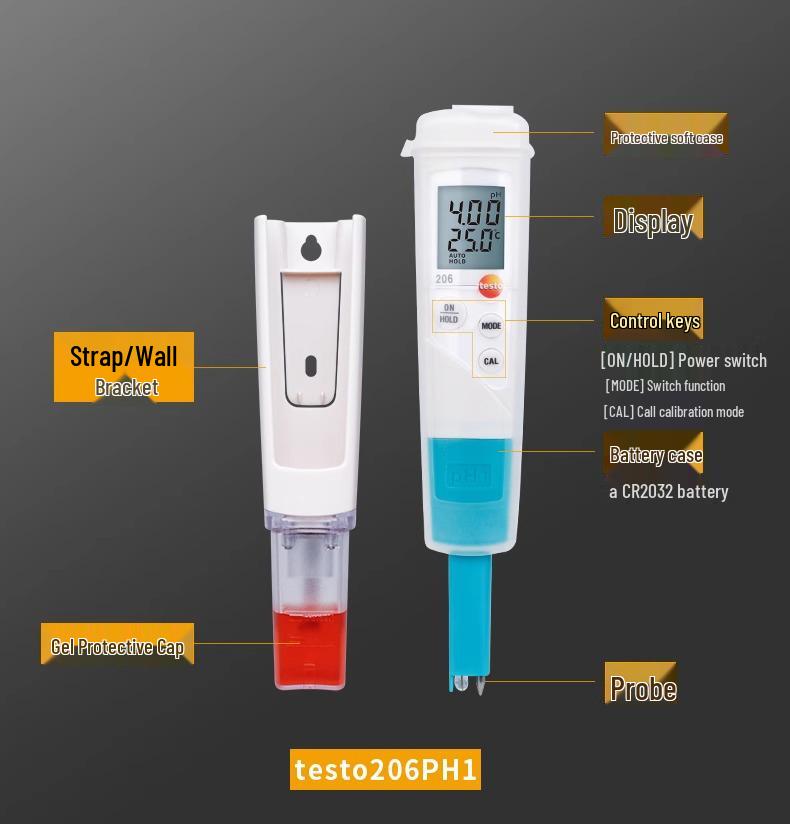PH-метр Testo 206: Высокоточный тестер для жидких и полутвердых веществ (PH1 / PH2 / PH3)