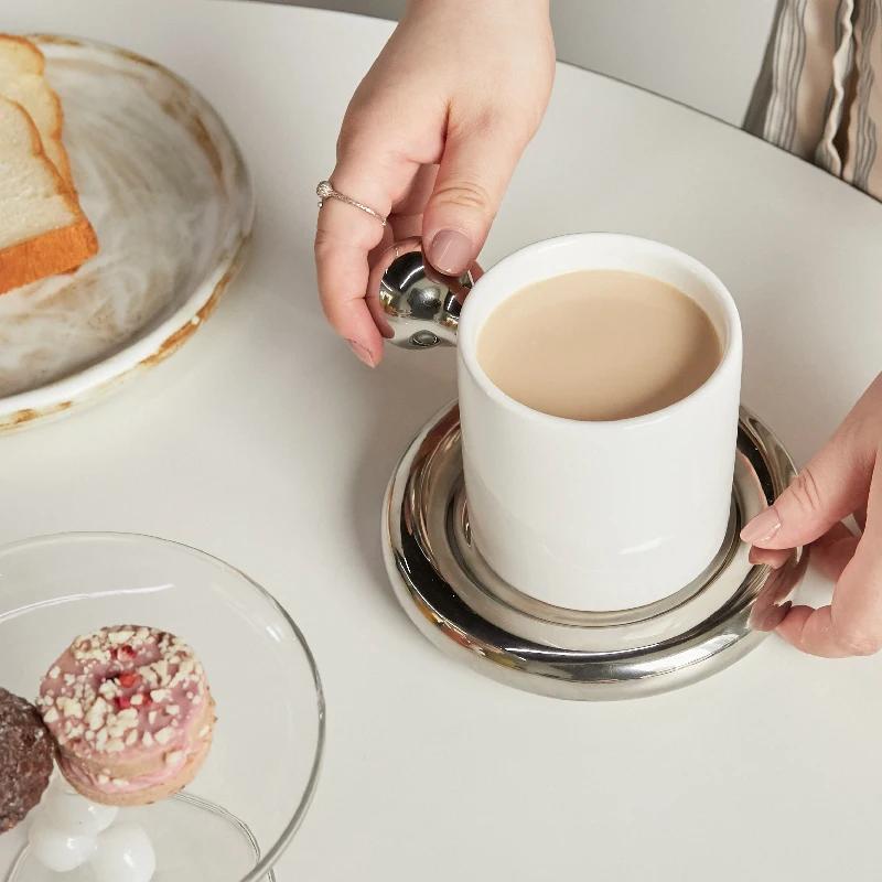 Ceramic Mug with Saucer Home Decoration Cute Creative Combination Breakfast Cup Coffee Cup Coffee Mugs with Tray