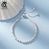 ORSA JEWELS Браслет из стерлингового серебра 925 пробы с натуральным пресноводным жемчугом и серебряной цепочкой со звеньями-бусинами для женщин, тонкое ювелирное изделие GPB52