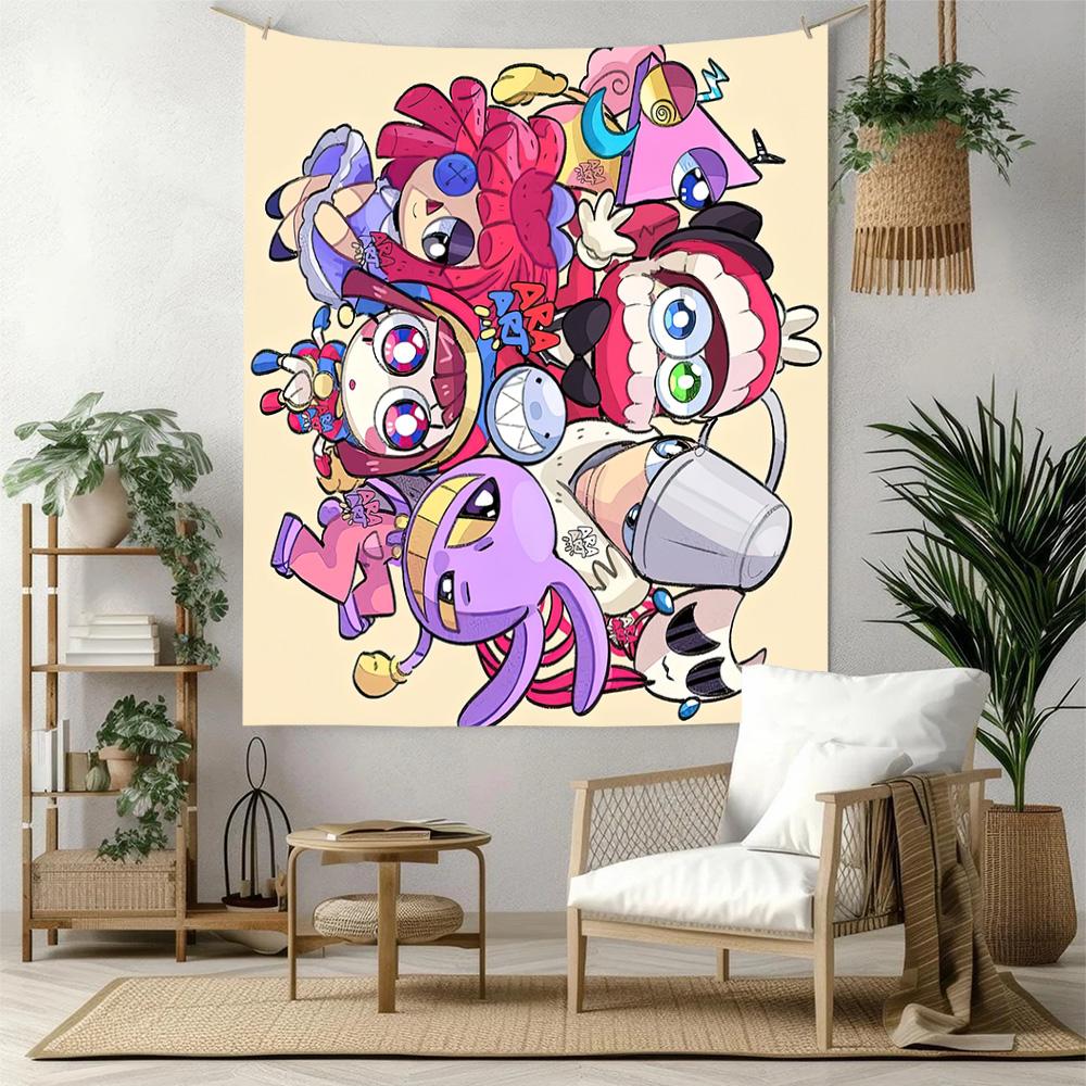 Digital Circus Game Style Wall Decor Tapestry Art For Pet Memorial Birthdaywedding Party Backdrop Family Gift
