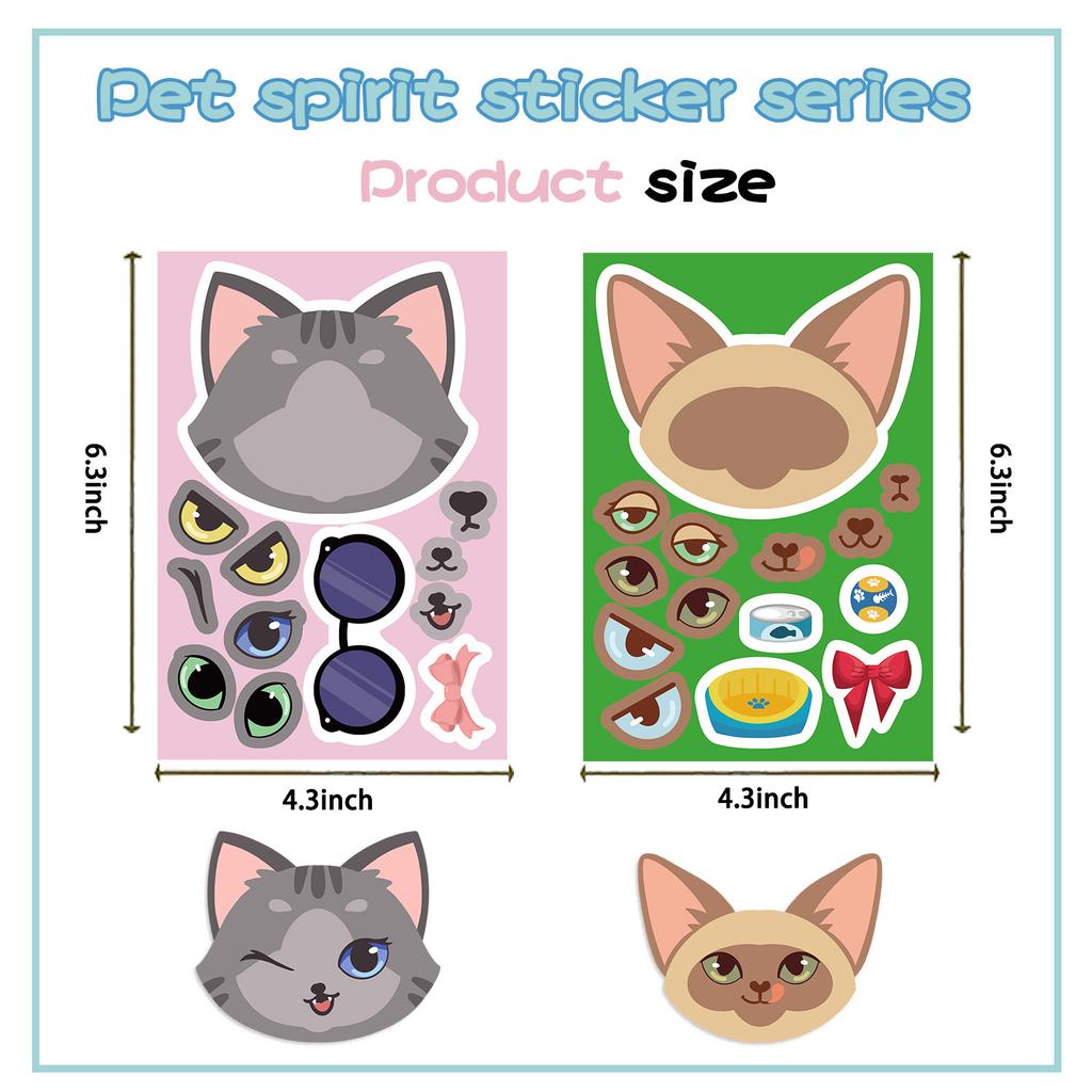 8 Cartoon Fun Cats Make A Face Collage DIY Decorative Guka Hand Account Mobile Phone Case Notebook