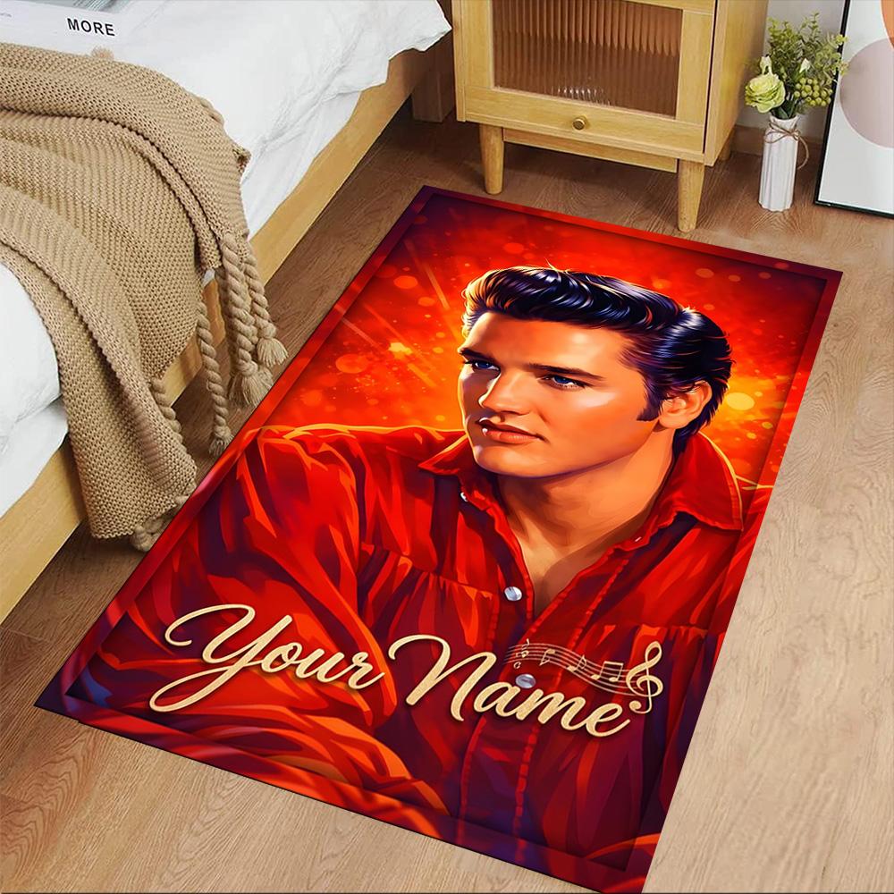 Elvis Presley Personalized Name Floor Rug Office Rug Perfect for Study room Entryway Foyer Balcony Antislip Carpet Anime Office Decor