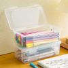 1Pc Large Capacity Plastic Pencil Box Stackable Translucent Clear Pencil Box Office Supplies Storage Organizer Box