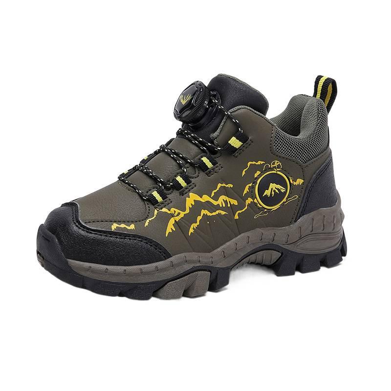 Classmate 2025 leather surface outdoor claw hook non-slip mountaineering hiking snow sports shoes medium and older children's warm rotating buckle