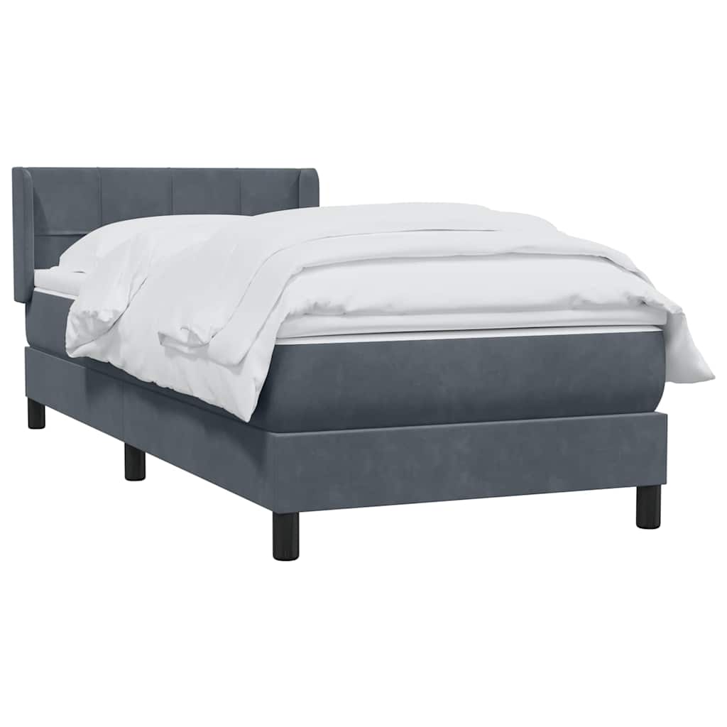 Box Spring Bed with Mattress Dark Gray 80x210 cm Velvet