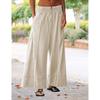 Women's  Fashionable Loose Solid Color Elastic Waist Pocket Straight Leg Casual Pants