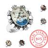 925 Sterling Silver Ring Women Gemstone Handmade Jewelry New Year Gift Crazy Lace Agate Dalmatian Dendrite Opal Eudialyte Howlite K2 Jasper Solitaire