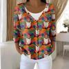 Women's Fashion Long Sleeve Christmas Snowman Snowflake Print Jacket Cardigan