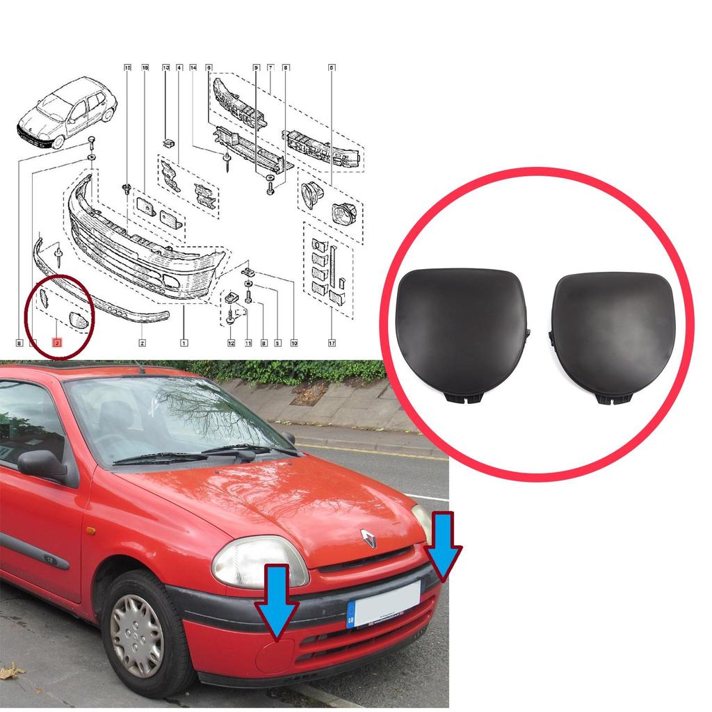 ESP1244 Front Bumper Fog Light Frame Cover Left Right for Renault Clio MK2 Phase 1 1998-2002 7701205718