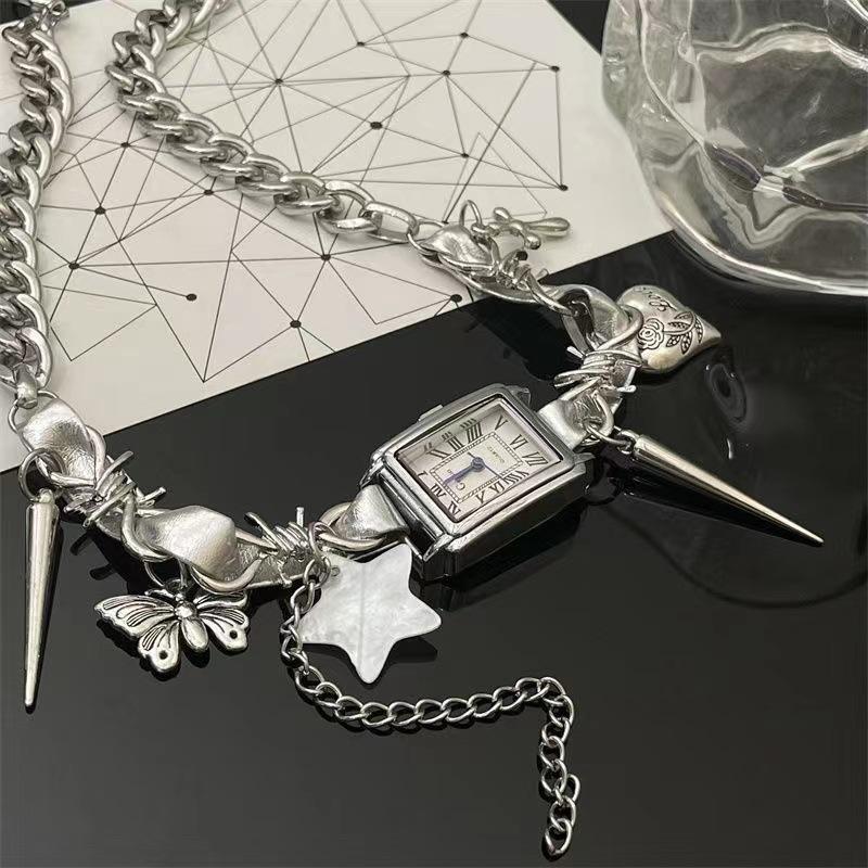 Женское ожерелье GemChic, модное, крутое, горячее, с шипами, ретро-часы, звезда, бабочка, панк, ожерелье в виде ключицы, подарок на день рождения, Рождество, ювелирные изделия