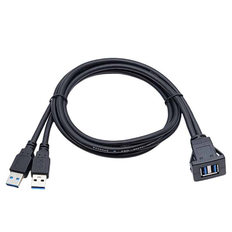 Высокоскоростной USB 3.0 Двойные Интерфейсы Кабель Данных Защелкивающееся Крепление Водонепроницаемый ПВХ для Автомобилей Мотоциклов Лодок Панелей