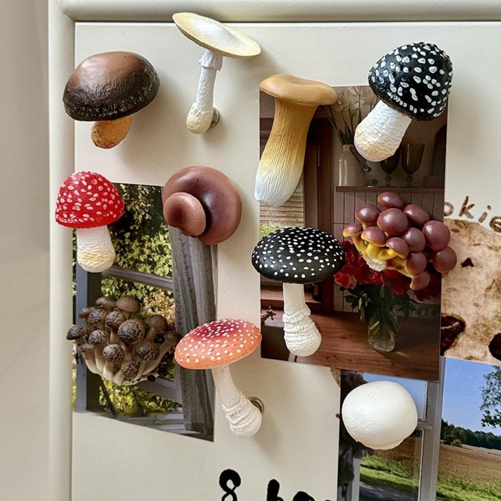 Simulated Mushroom Refrigerator Magnets 3D Fridge Decor Cute Magnetic Sticker  Home Decoration