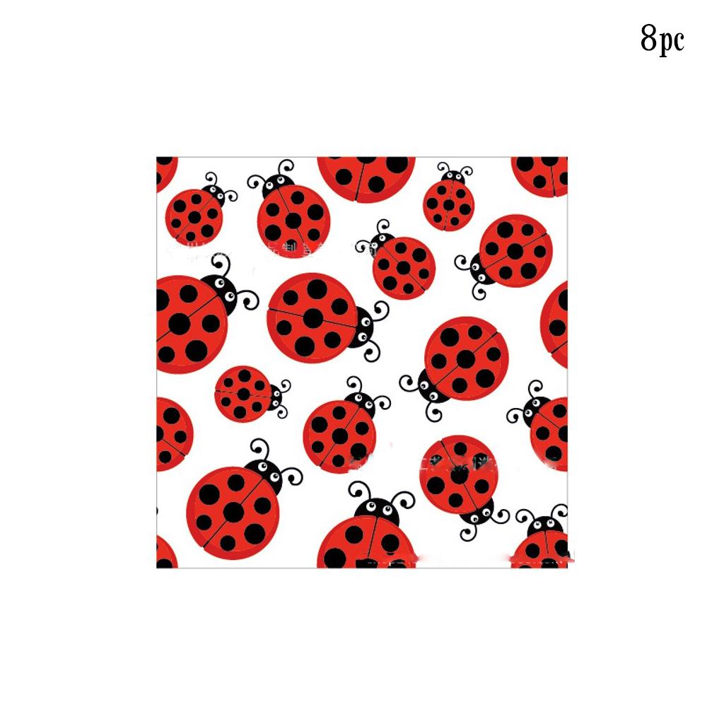 Ladybug Theme Disposable Tableware Set Seven Star Lady Bug Paper Plates Napkins Cups Happy Girls Insect Birthday Party Decor