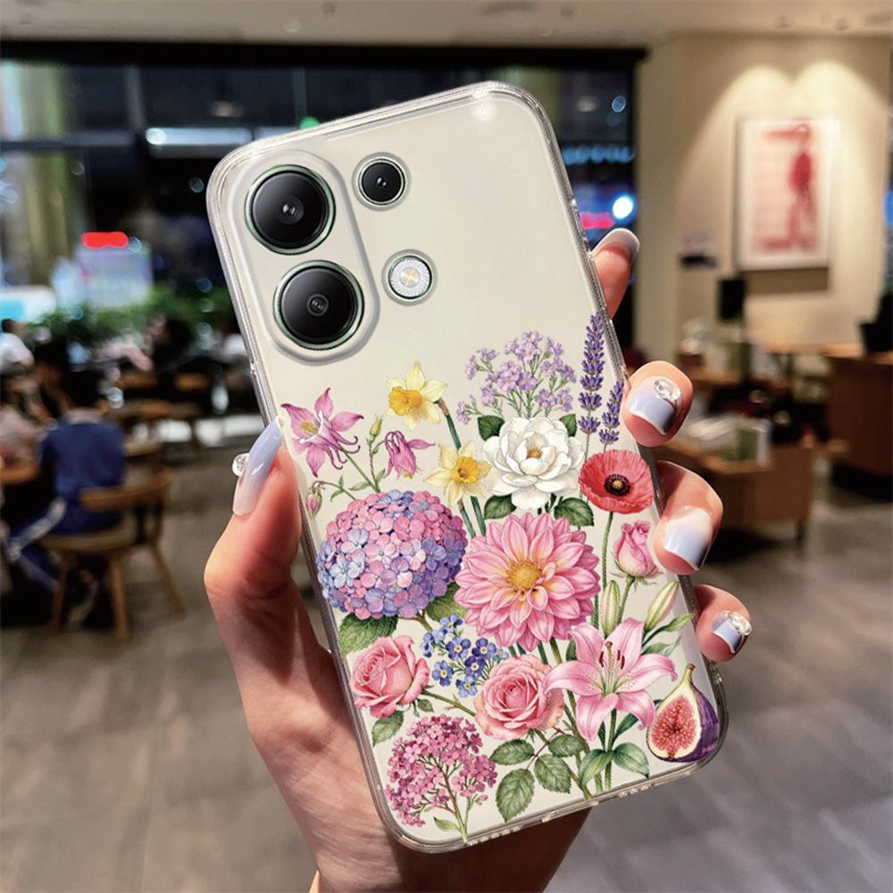 Цветочная композиция Роза Ромашка Прозрачный чехол для телефона Xiaomi Poco X6 X3 X4 X5 M4 Pro M5s Ударопрочный Мягкий Прозрачная крышка для девочек