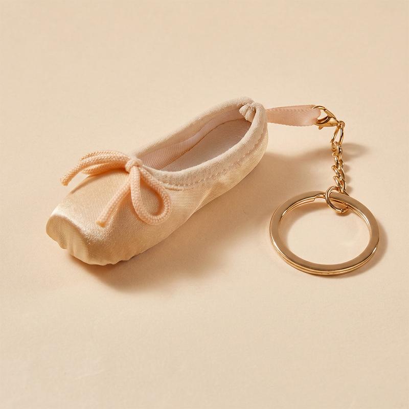 Satin Pointe Ballet Shoes Keychain Cute Mini Key Ring Solid Color Bag Pendant Lovely Gift for Girls Dance Class Rewards