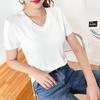 New Summer V-Neck Women's Loose Fit Modal T-Shirt - Solid Color, Short Sleeve Basic Top