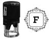 Printtoo Swirl Border Square F Alphabet Monogram Initial Self Inking Rubber Stamp R-40 Office