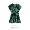 Kaslead New Arrival Women's Clothing Fashion Wind Fashion Casual Minimalist Leaves Print Short Slimming Dress