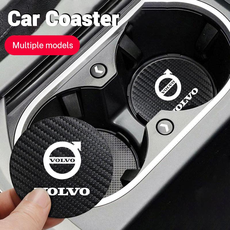 2PCS Car Interior Coaster Pad Water Cup Slots Non-Slip Mat For Volvo XC60 XC90 V40 V60 V50 V90 C40 XC40 V70 XC70 C30 Accessories
