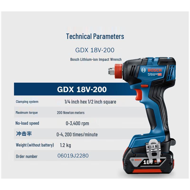 Bosch GDX18V-200 Cordless Impact Driver Kit CN plug (adapter included)