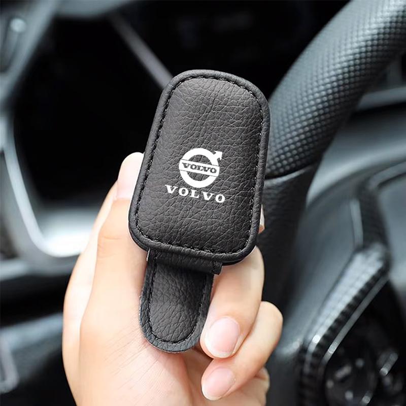 Car Sun Visor Magnetic Leather Sunglasses Clip For Volvo XC90 XC60 V50 S60 V70 V60 V40 S90 olestar AWD XC40 S80 T6 V90